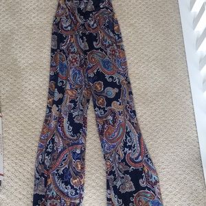 Blue hippy bohemian palazzo stretch pants paisley